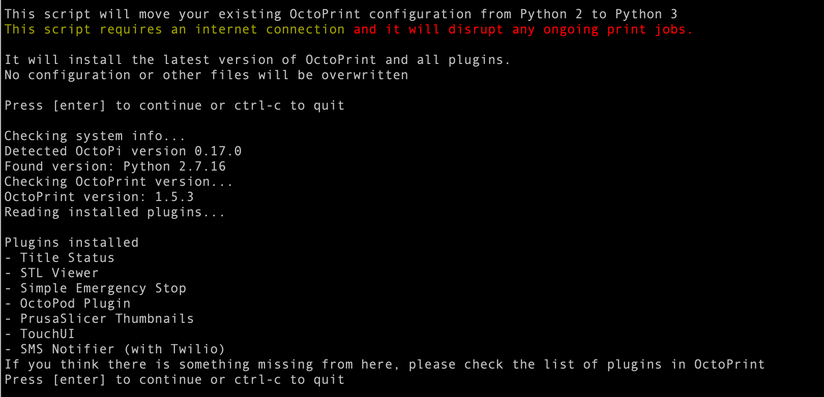 OctoPi Upgrade To Python 3 Bohica Octopi upgrade to python 3 bohica